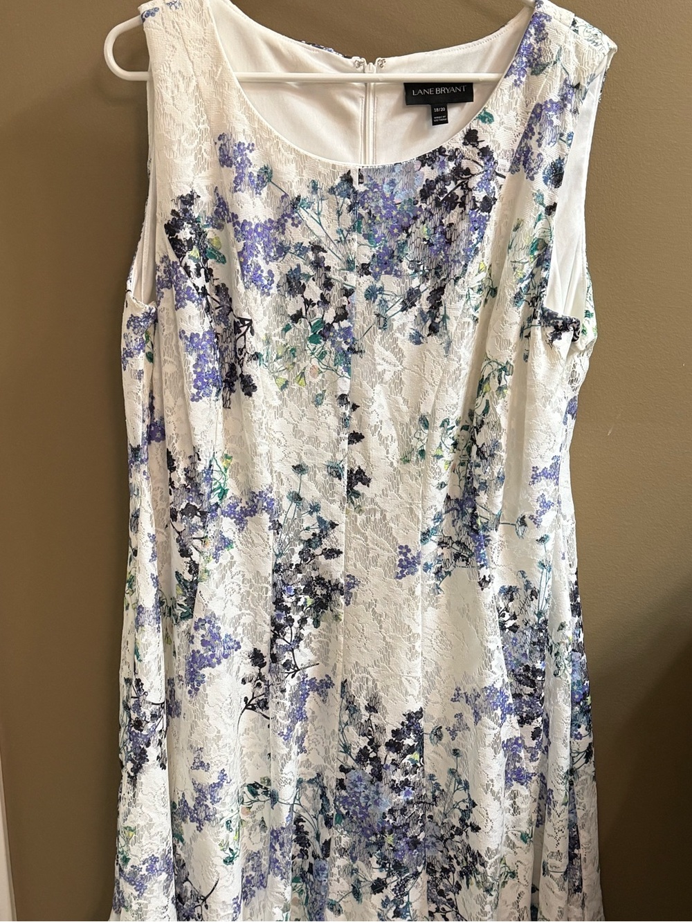 Lane Bryant White Floral Lace sleeveless Dress